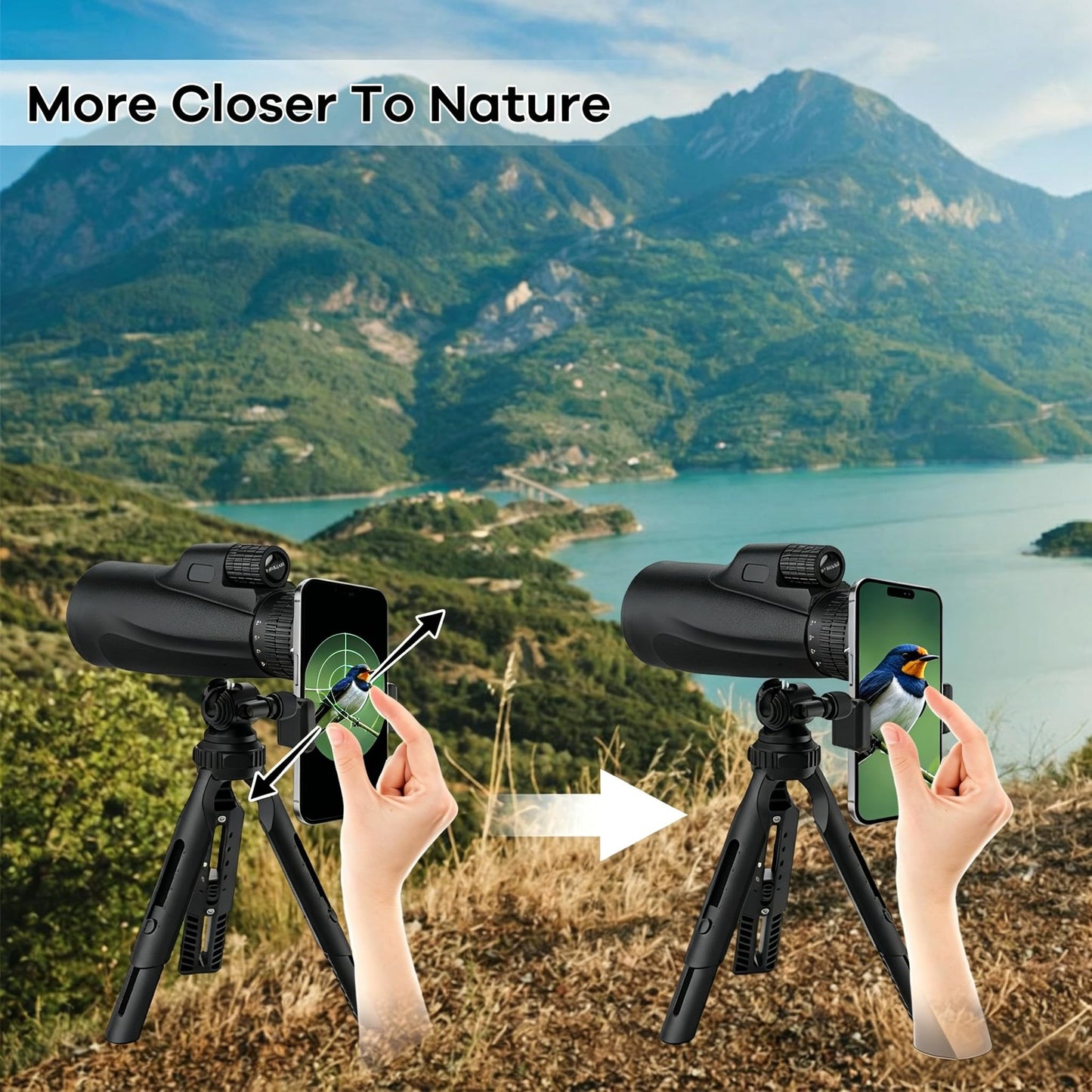 Monocular-Telescope 80x100 High Powered Monoculars High Definition for Adults High Powered with Smartphone Adapter Telescope Bird Watching Travel Camping Hiking