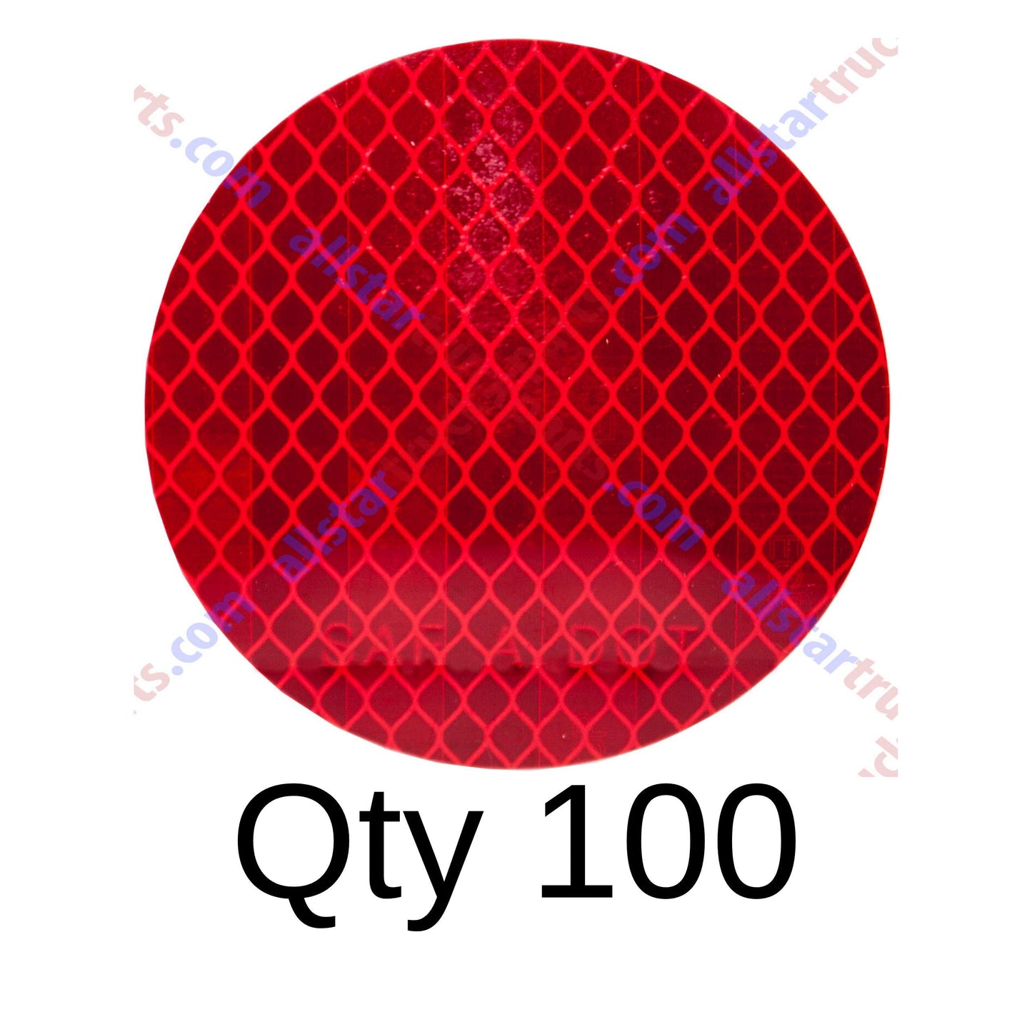 3" Inch Round DOT-SAE Amber/Red High Visibility Reflective Stick-On Prism Reflector | Strong Adhesive/Weatherproof | Trailer Camper RV Flatbed Fender Property Boat Marine (Red, Qty 100)