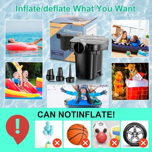 Electric Air Pump - Quick-Fill Portable AC110-120V for Inflatables, Mattresses & Pool Floats