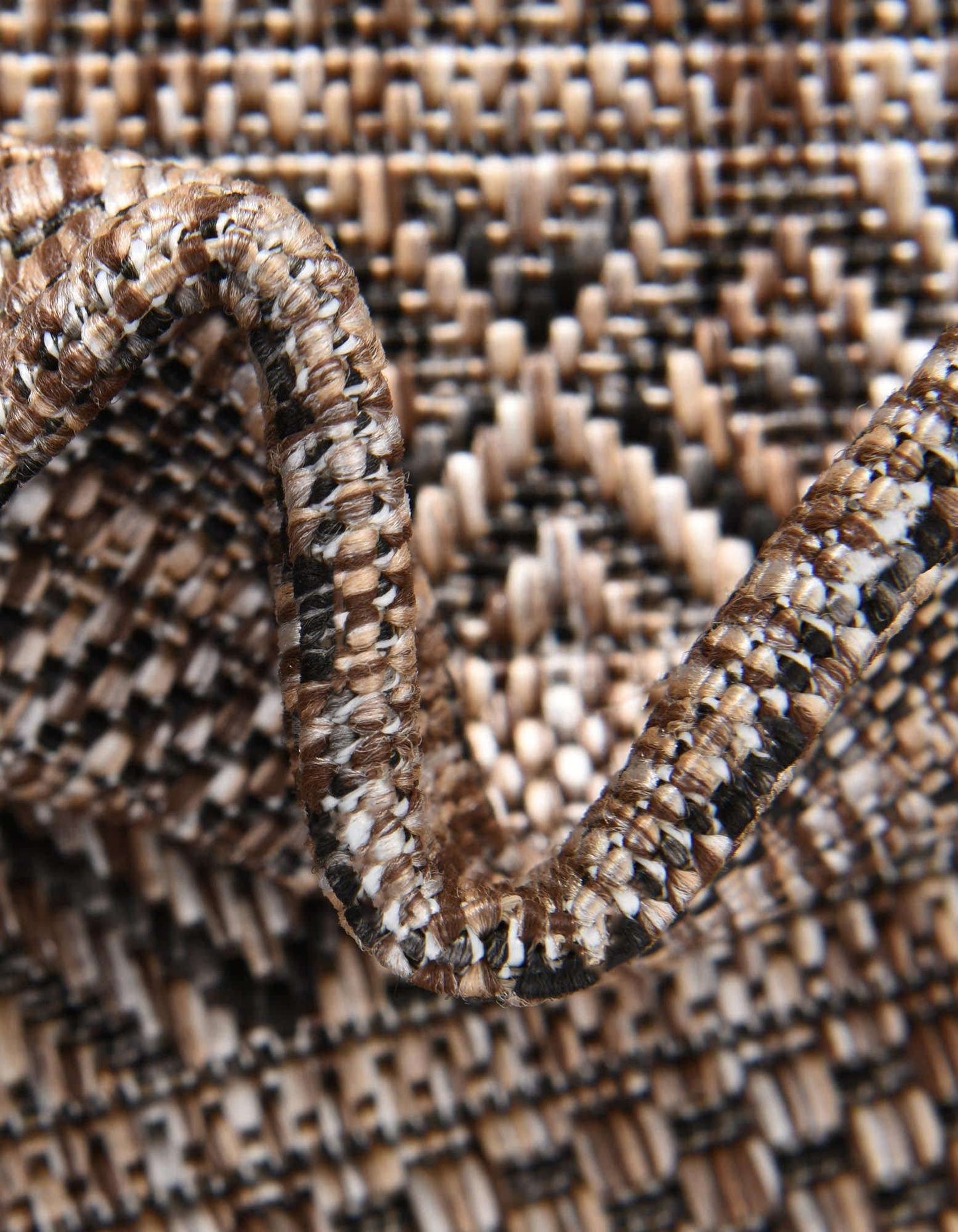 Unique Loom Outdoor Striped Collection Area Rug - Maia (7' 10" Square, Natural/Black)
