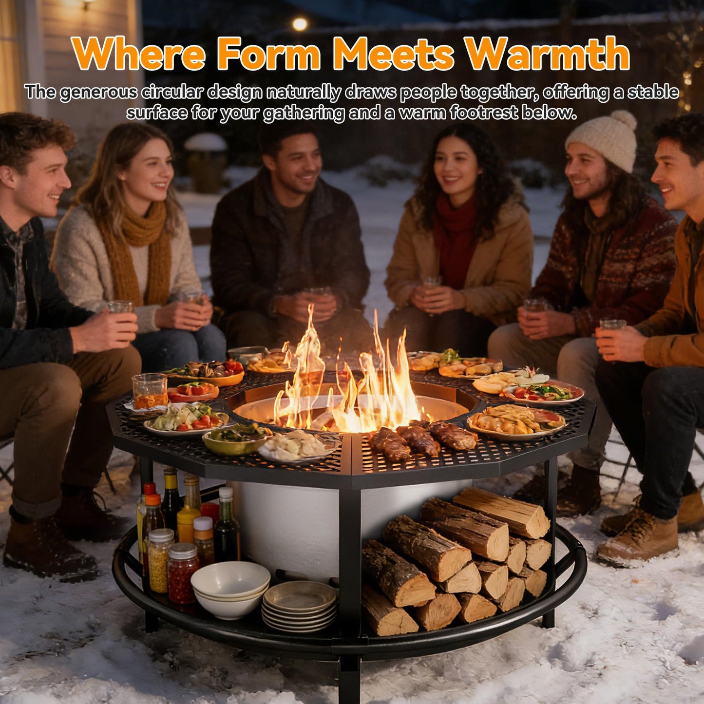 Fire Pit Surround Tabletop - 360° Fire Pit Guard for Solo Stove Bonfire & Ranger, Portable Protective Barrier for Wood Burning Fire Pits Up to ⌀21", UV-Resistant Outdoor Fabric (Firepit Not Included)
