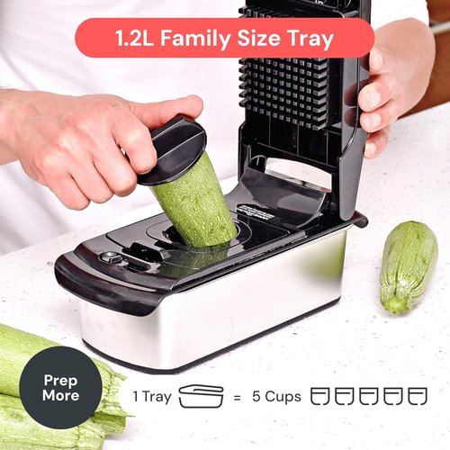 Fullstar Premium Vegetable Chopper - 14-in-1 Mandoline Slicer & Spiralizer with Container | Silver Kitchen Gadget