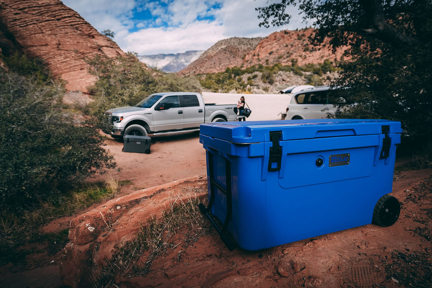 Blue Coolers Ark Series with Wheels 110 Quart, Roto-Molded Ice Cooler | Large Ice Chest Holds Ice up to 10 Days | (Blue)