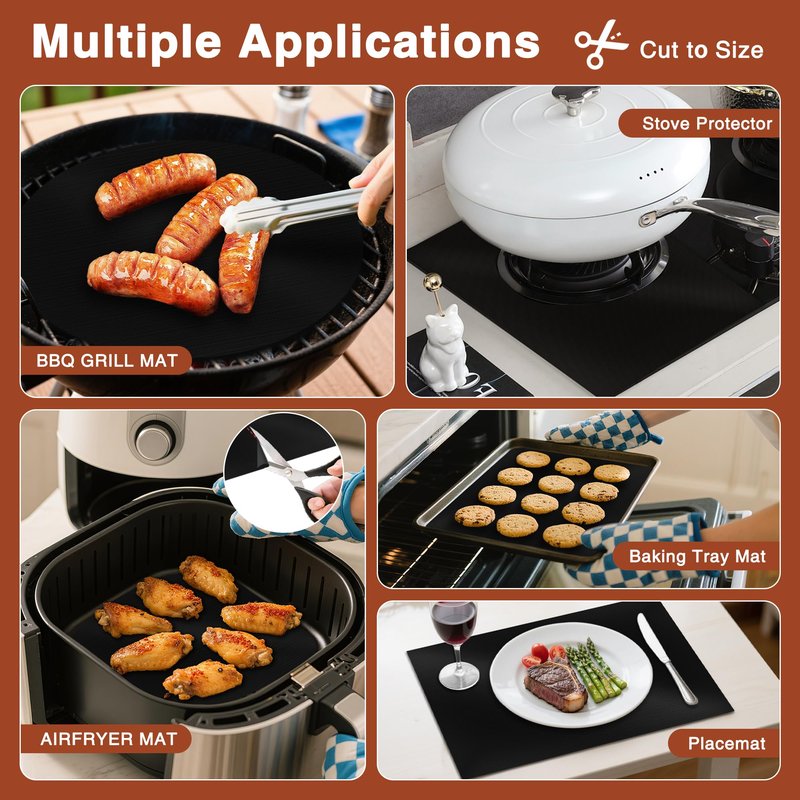 PrettyCare Oven Liners for Bottom of Oven - 2 Pack Large Heavy Duty Mats, 17”x25” Non-Stick Reusable Liner for Electric, Gas, Toasters, Grills - BPA & PFOA Free Kitchen Accessory