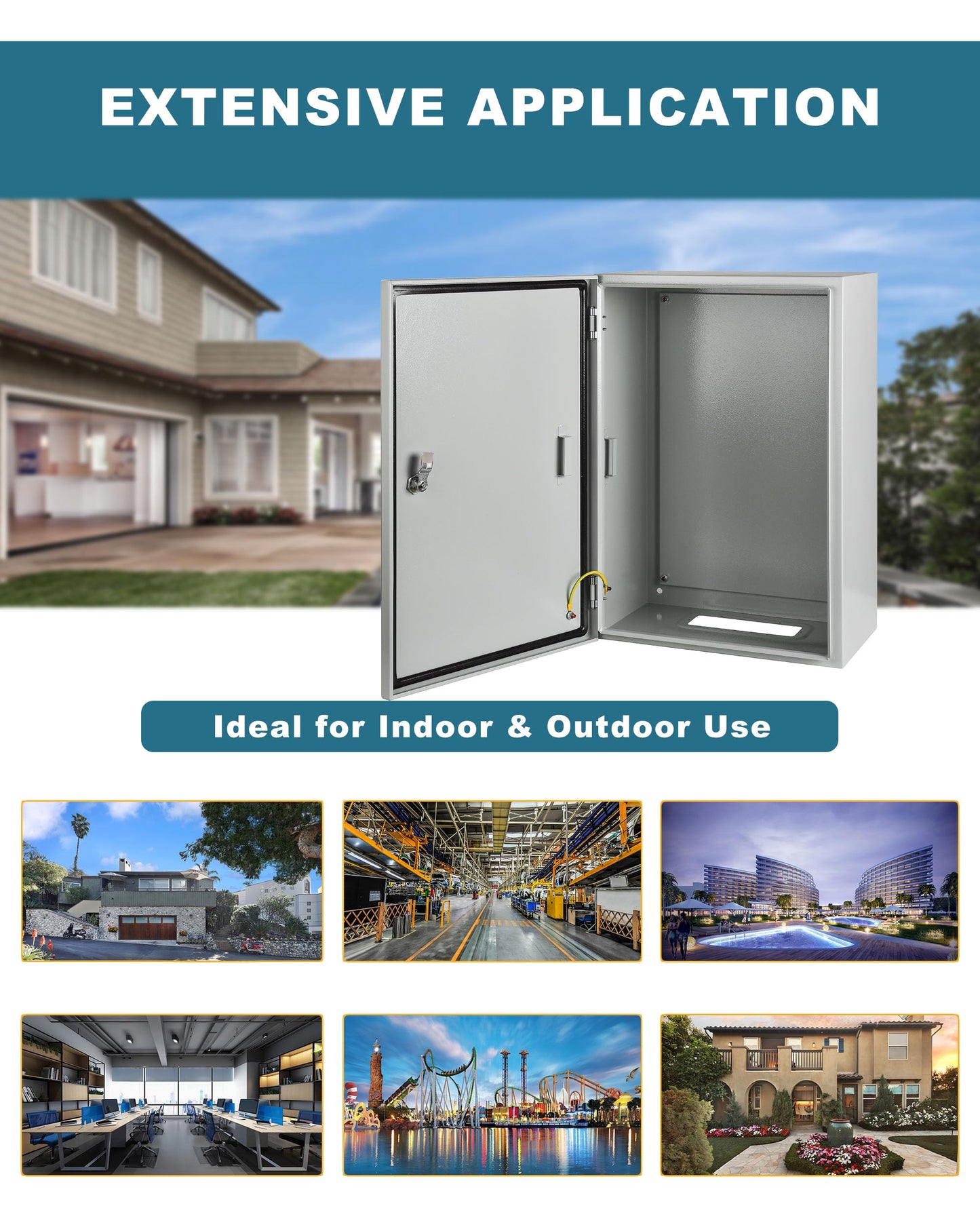 Waterproof Electrical Enclosure 20 x 20 x 6'', Outdoor Electrical Box Weatherproof, Electrical Junction Box with Reinforced Lock