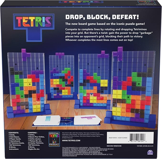 Spin Master Games Tetris: The Board Game Play the Classic Puzzle Game Tetris in Real Life Multiplayer Head-to-Head Puzzle Challenge 2-4 Players Easter Gift Ages 8 & Up