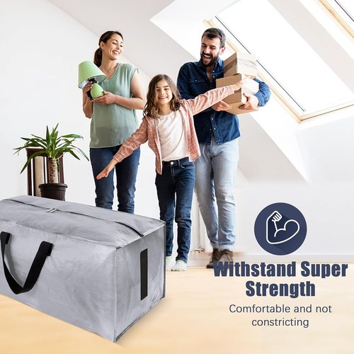 HOMESURE Large Water-Resistant Storage Bags - 8 Pack Heavy-Duty Totes with Zippers & Handles | Silver