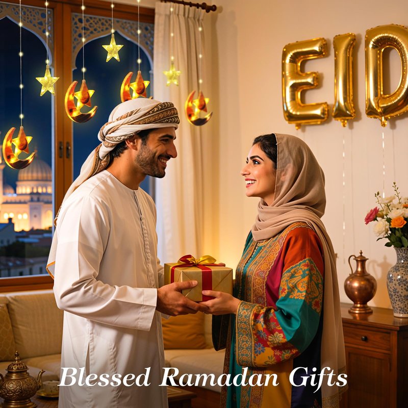 Lewondr Ramadan Curtain String Lights, 138 LED Moon Star Fairy Lights with 6H Timer, 8 Modes, Remote Control, USB Powered Curtain String Light, Eid Mubarak Decorations for Ramadan Home Decorations