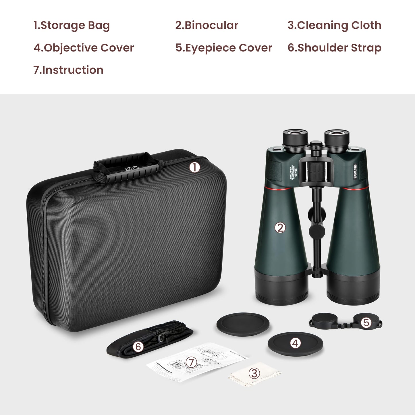 ESSLNB 30x80 Astronomy Binoculars Giant for Adults, Waterproof Outdoor Binoculars for Travel Stargazing Bird Watching Hunting with Built-in Tripod Adapter and Carrying Bag (Black)