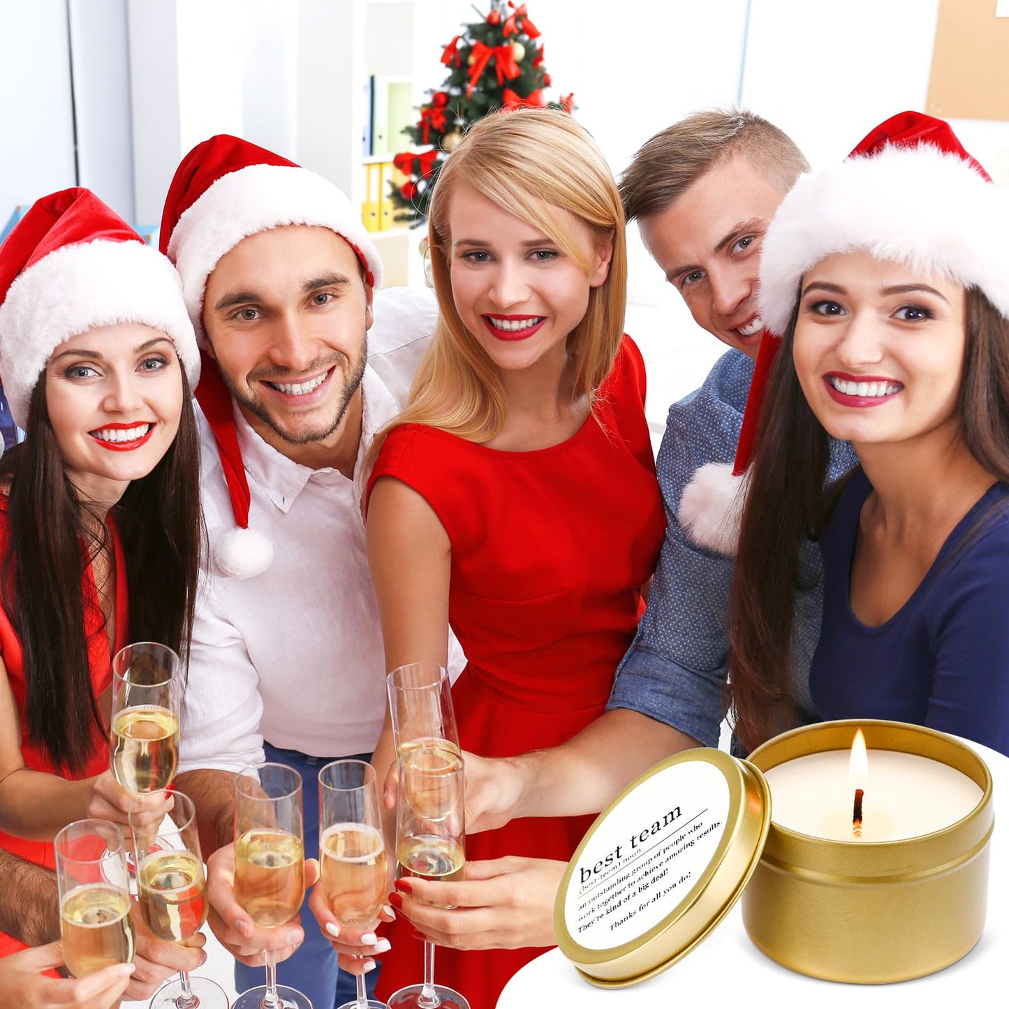 MTLEE 12 Pcs Best Team Gifts Candles Bulk 3 oz Thank You Soy Wax Jar Scented Candles Thank You Team Party Favor Employees Appreciation Gifts for Teacher Nurse Student Coworker(Gold)