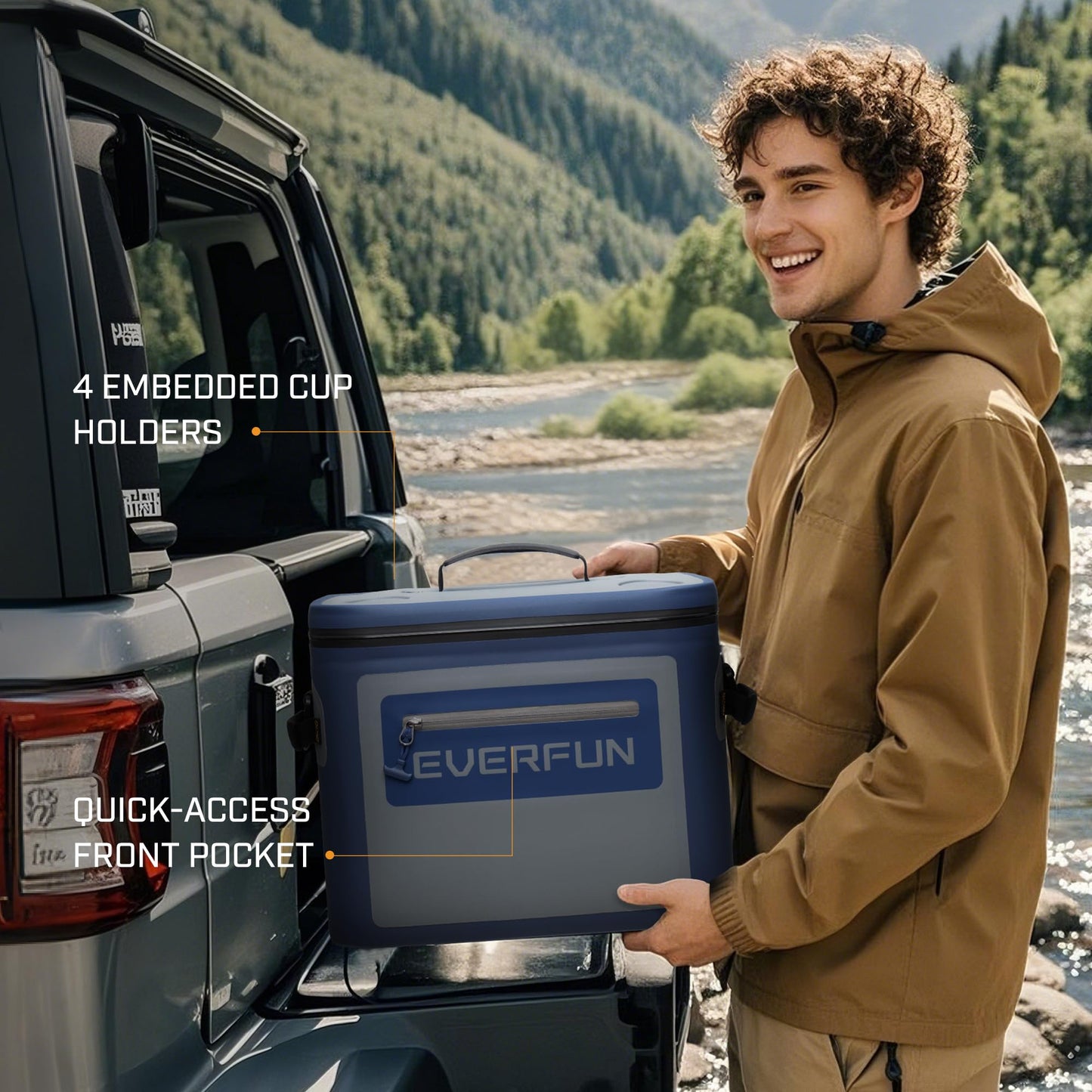EVERFUN Soft Cooler 30 Can, Portable 24qt Insulated Small Cooling Lunch Box for Men and Women, Leakproof Ice Chest Bag for Travel, Beach, Camping, Boating, Fishing, Tailgating, Work and Picnic