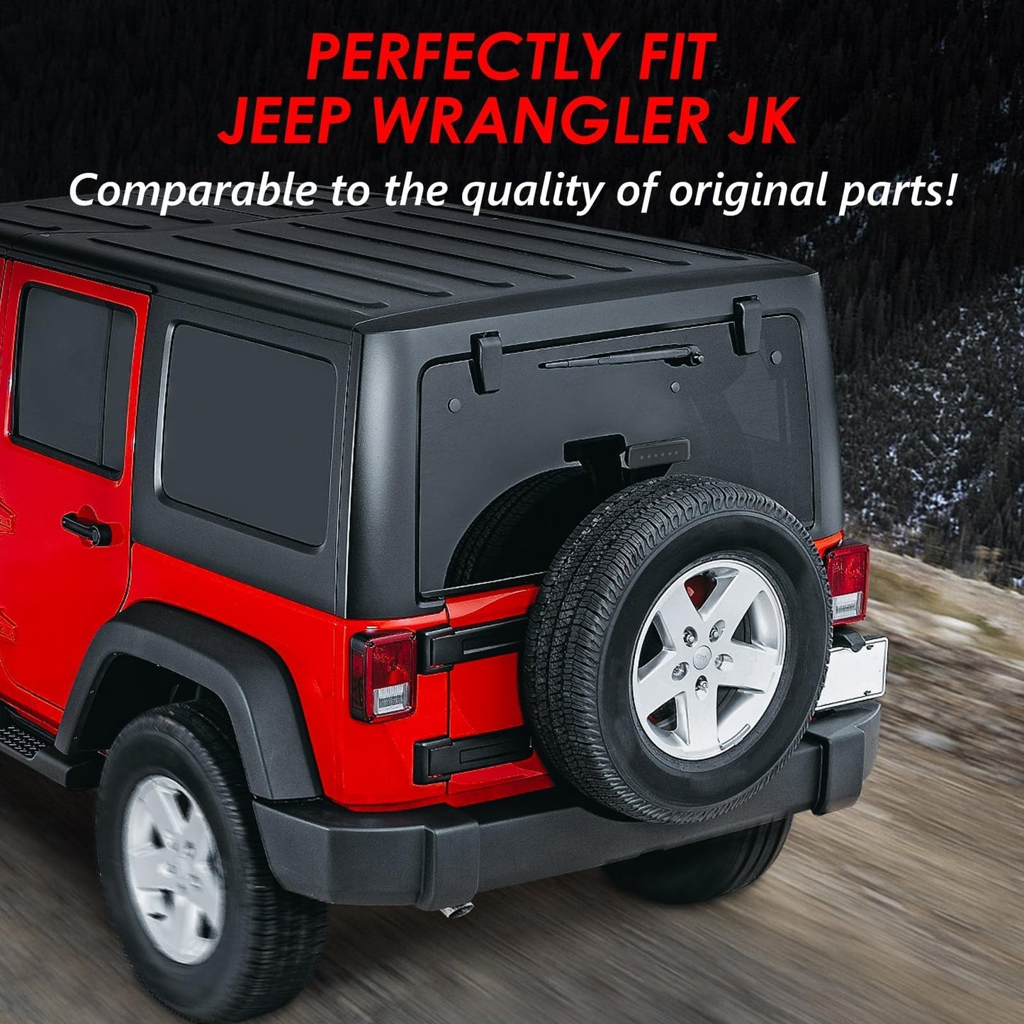 DKMGHT Spare Tire Holder Mounting Bracket Tire Carrier for Jeep Wrangler JK 07-18 with 3rd Third Brake Light Accessories 55397217AJ 68048581AA Aluminum Alloy Bracket (Smoke Lens)