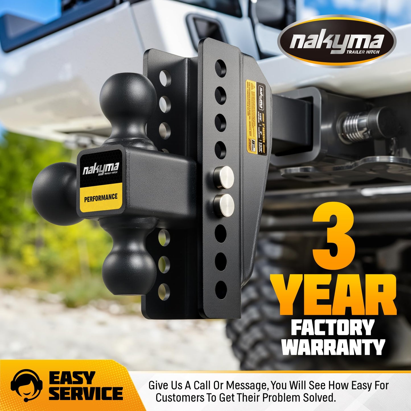 Adjustable Drop Hitch, 8 Inch Drop Down Trailer Hitch, Tri-Ball(1-7/8'', 2'', 2-5/16'') Tow Hitch, Fits 2-Inch Receiver, Max 16,500 LBS GTW - Truck Hitch with Double Anti-Theft Pins Locks