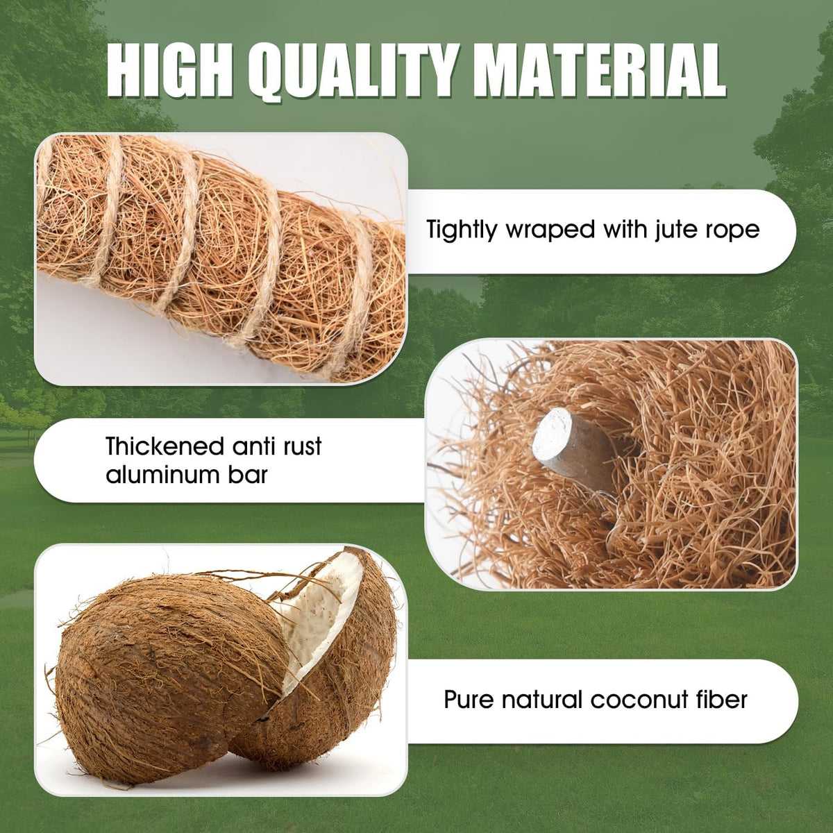 Skiennix 63-Inch Bendable Moss Pole - Handmade Coco Coir Support for Climbing Plants