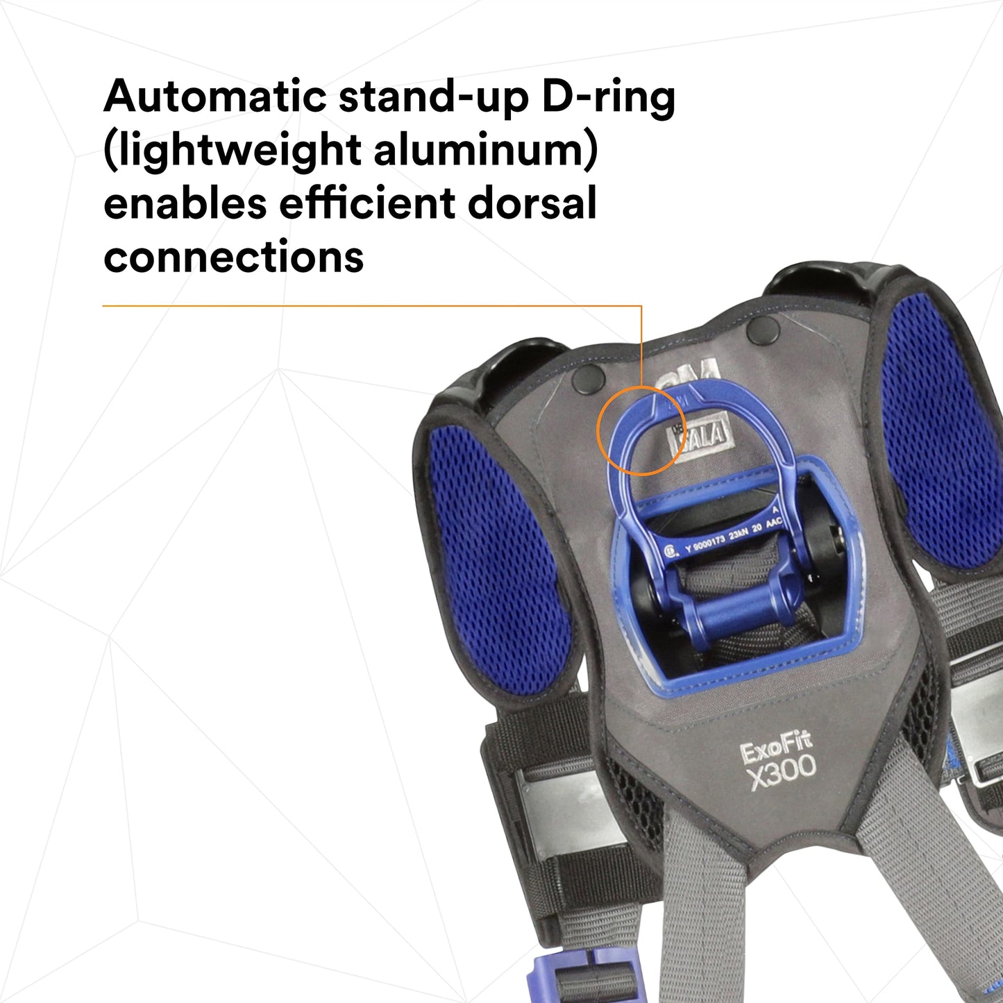 3M DBI-SALA ExoFit X300 Comfort Construction Positioning Safety Harness, Construction Fall Protection, Aluminum Back and Hip D-Rings, Auto-Locking Quick Connect Leg and Chest Buckles, 1113133, 2X