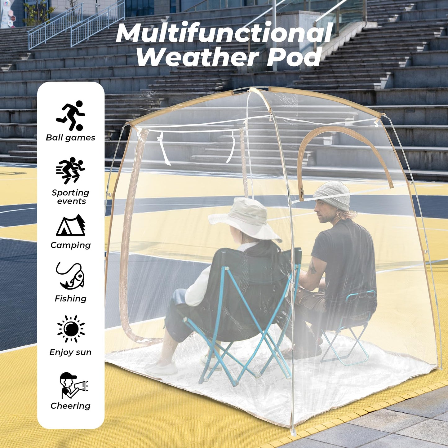 All Weather Proof Pod Sports Pod,540°View Weather Tent,2-4 Person Instant Tent with Sealed Floor,Outdoor Screen House with Carrying Bag,Weather Shelter for Sport Event,Camping,Fishing-70 Lx70 Wx63 H