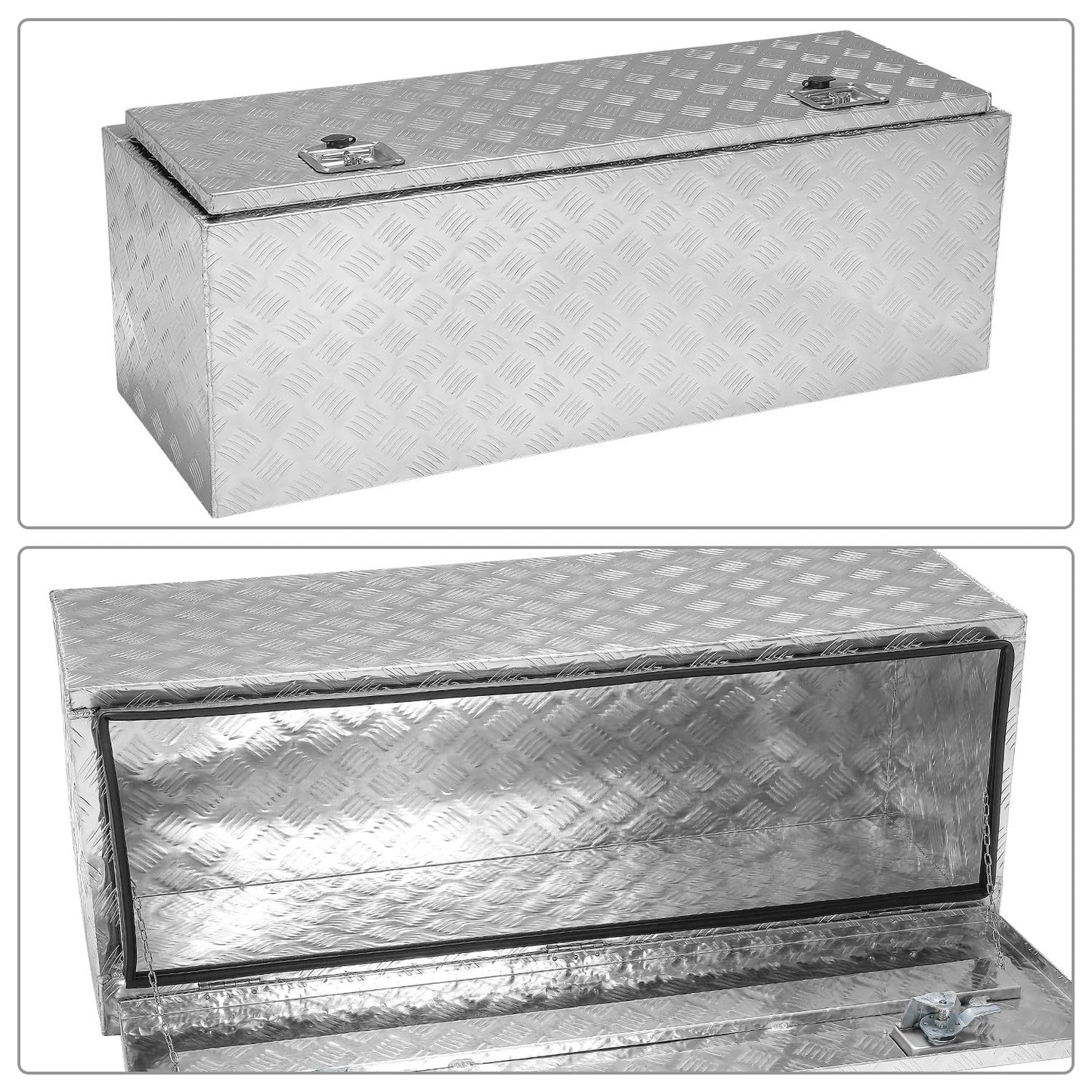 DNA MOTORING Lockable Truck Tool Box, Bed Organizer, Aluminum Storage Box w/Lock & Keys, 47"x18"x18", TBOX-T5-015-ALU, Silver