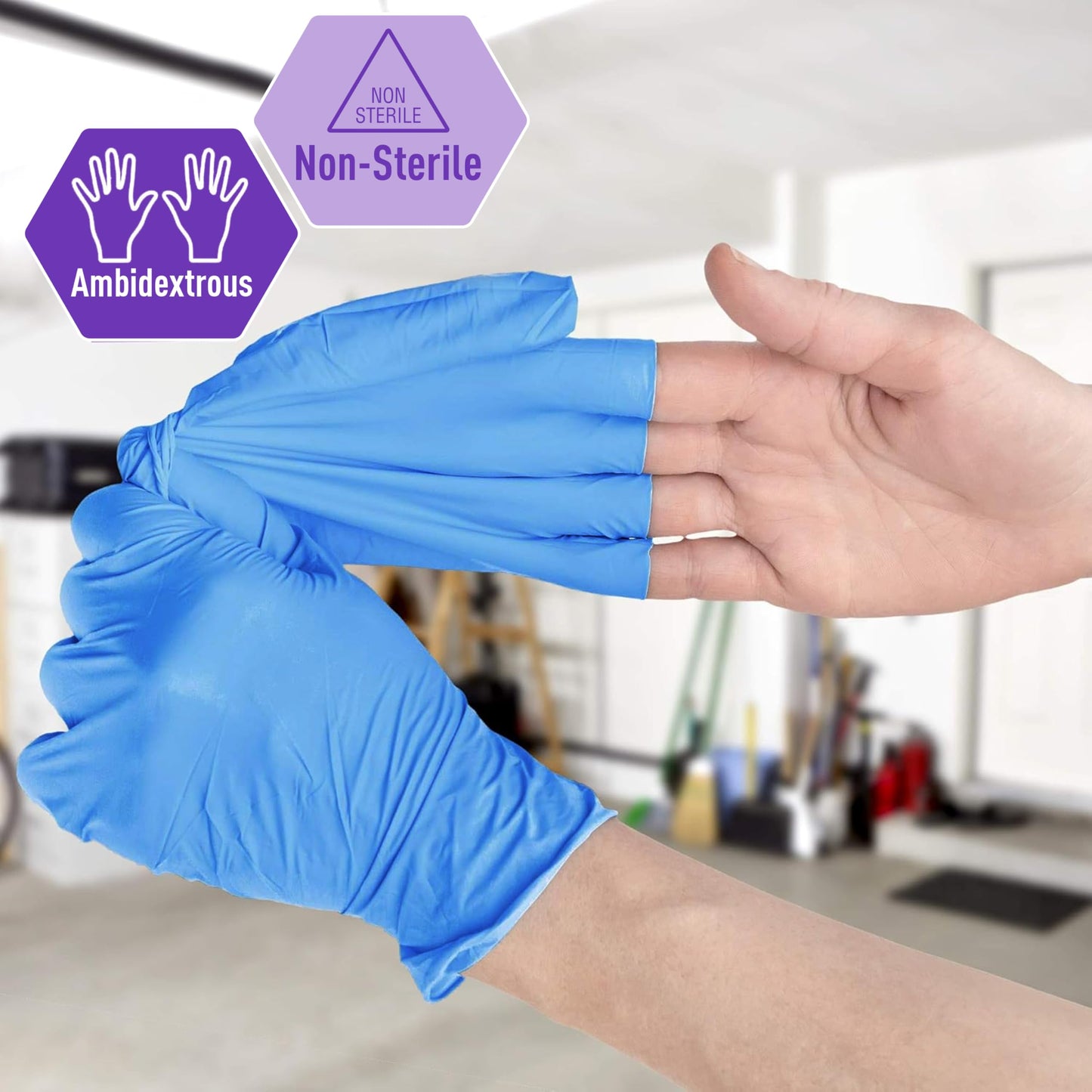 MED PRIDE Disposable Multipurpose Hand Protection Nitrile-Vinyl Blend Exam Gloves, Medium 100 - Powder, Latex & Rubber Free - Single Use Non-Sterile Protective Gloves