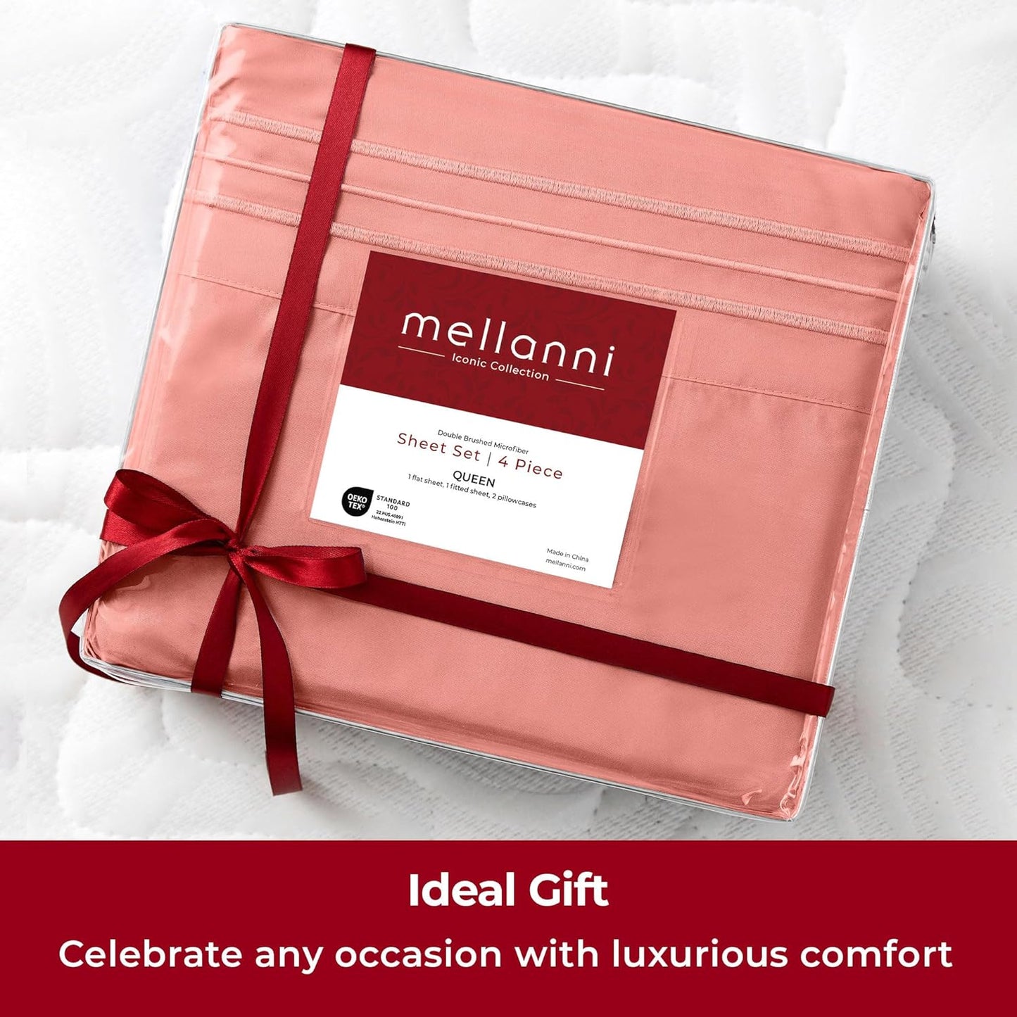 Mellanni Twin Sheets Set - 3 PC Luxury Bedding Collection - Extra Soft, Cooling, Wrinkle Resistant | Coral