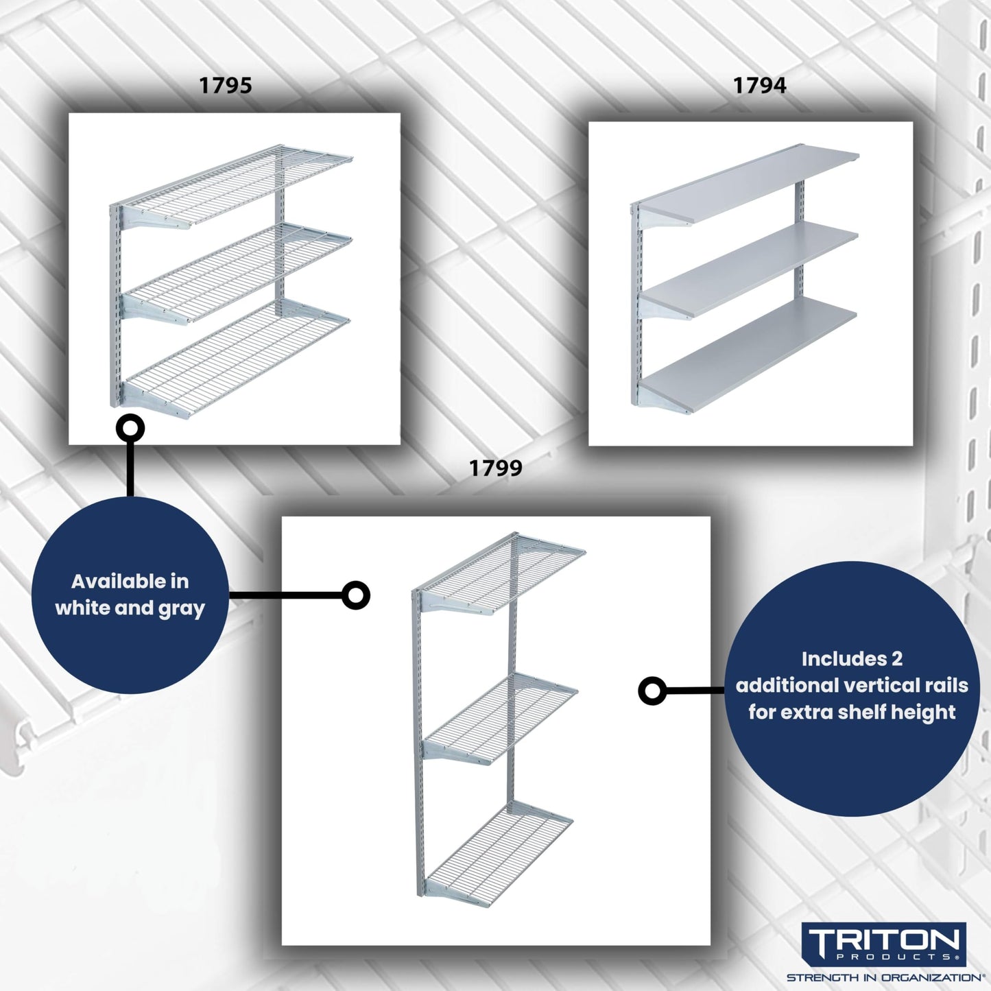 Triton Products 3 Tier Wire Shelving Unit for Home and Garage with 375 Lb Load Capacity 33" W x 63" H x 16" D (Gray)