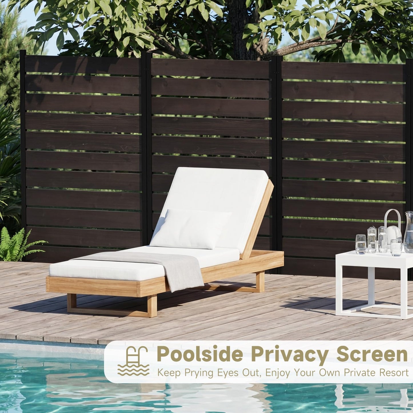 Wooden Privacy Fence, Outdoor Privacy Screen, Porch and Terrace Privacy Wall, Trash Can and Air Conditioner Concealment (Dark Brown)