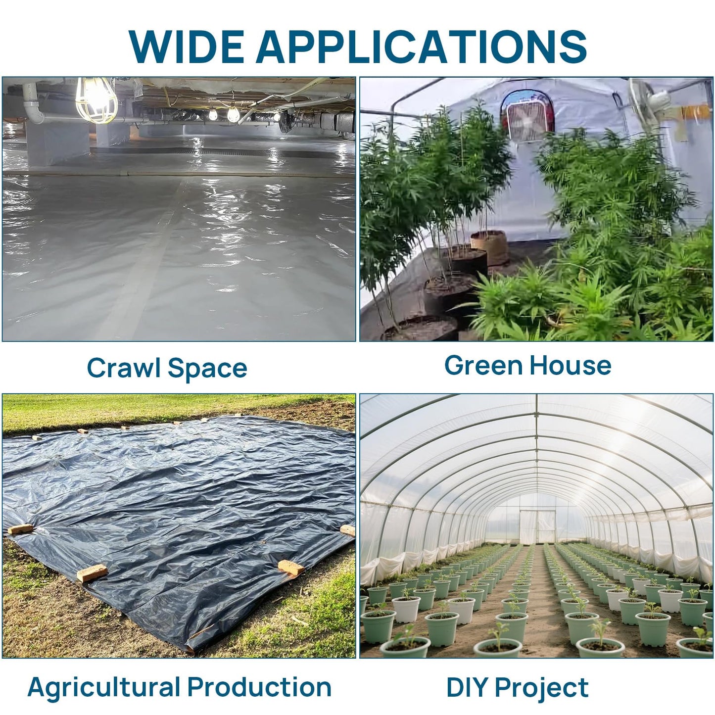 ARGENDON 14 Mil Vapor Barrier for Crawl Space - 10' x 100' Thick Plastic sheeting, Drop Cloth Moisture Barrier Covering for Crawlspace Encapsulation, Commercial & Residential Use