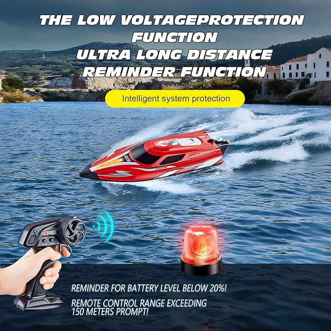 jaming 2.4Ghz RC Boat25KPH Fast Speed RC Boat14 inch Remote Control Boats for Kids and Adults Waterproof Toy Boats for Lakes & Pools Gifts for Kids Boys (Red)