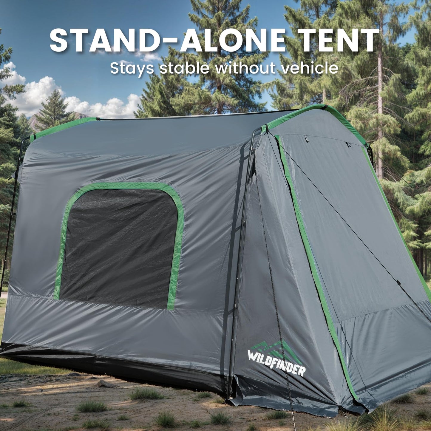 WildFinder SUV Tent, 5-9 Person Rectangle Car Tent for Family, Waterproof & Windproof for Car Camping, Large Camping Tents with Storage Bag, SUV, Van, Jeep, Pickup 8FT L x 10.6FT W x 7.2FT H