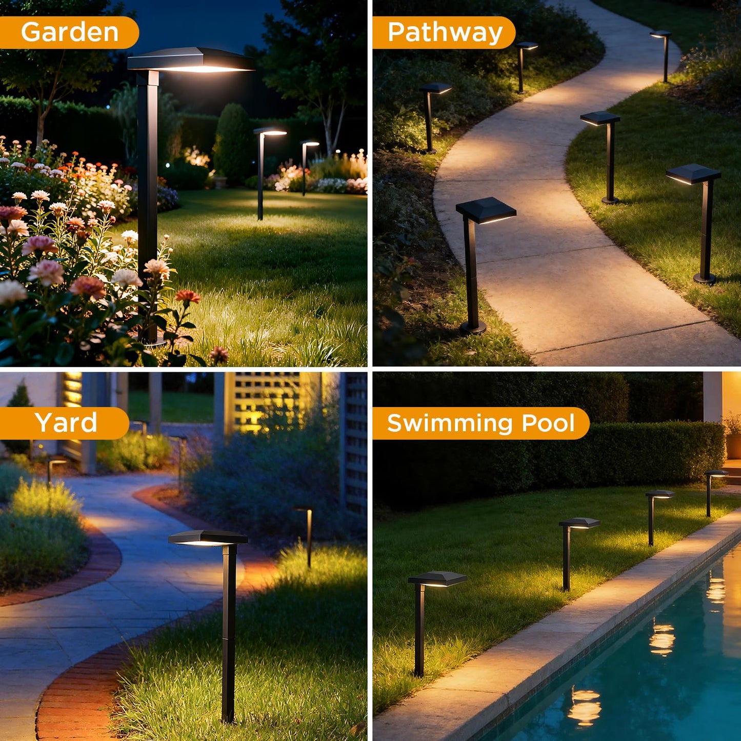 LUTEC 6 Pack Low Voltage Pathway Lights, Aluminum 12V Landscape Lighting with Connectors,IP65 Waterproof Anti-Glare Wired LED Pathway Lights, 5W 500LM Warm White 3000K for Pathway, Yard, Garden