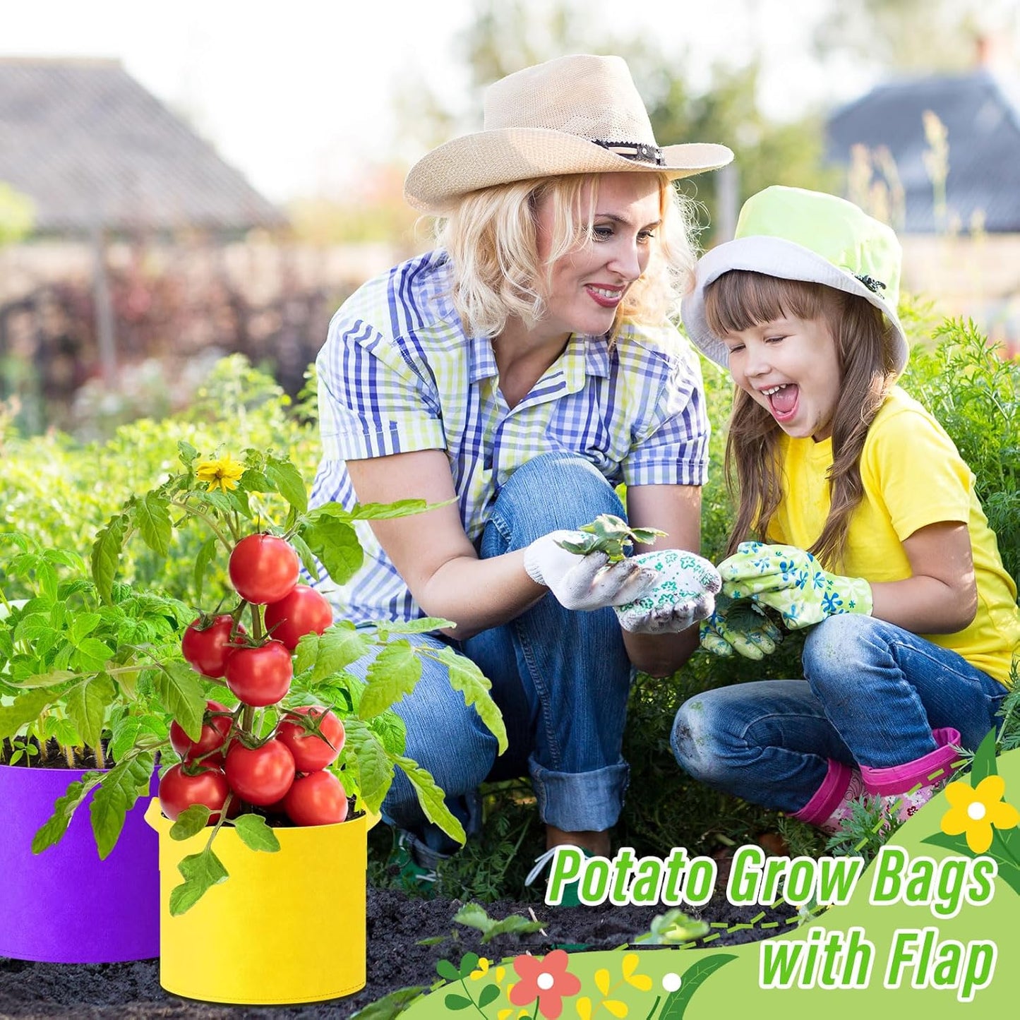 Ziliny 24 Pcs Multicolor Fabric Plant Grow Bags - Thickened Non-Woven Pots with Handles | 5 Gallon Size