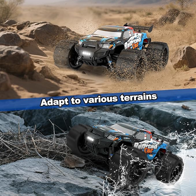 1/16 4X4 High-Speed 50+KM/H(Peak) RC Cars Monster Truck - 390 Motor Durable axle & Suspension RC Truck | 3000mAh Batteries | rc Cars Toys Easter Birthday for Teens Aged 14+