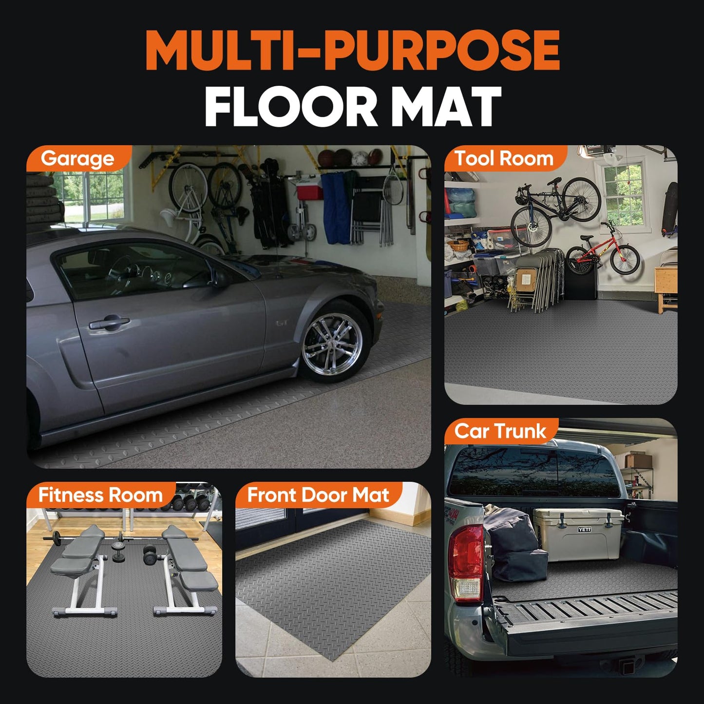 FAHKNS 8.1x21 FT Garage Floor Mat, Diamond Plate PVC Flooring Roll 2.8mm Thickened Garage Mats for Under Car, 170 SQFT Heavy Duty Non-Slip Rubber Floor Parking Mat for Trailer SUV Basement Gym (Grey)