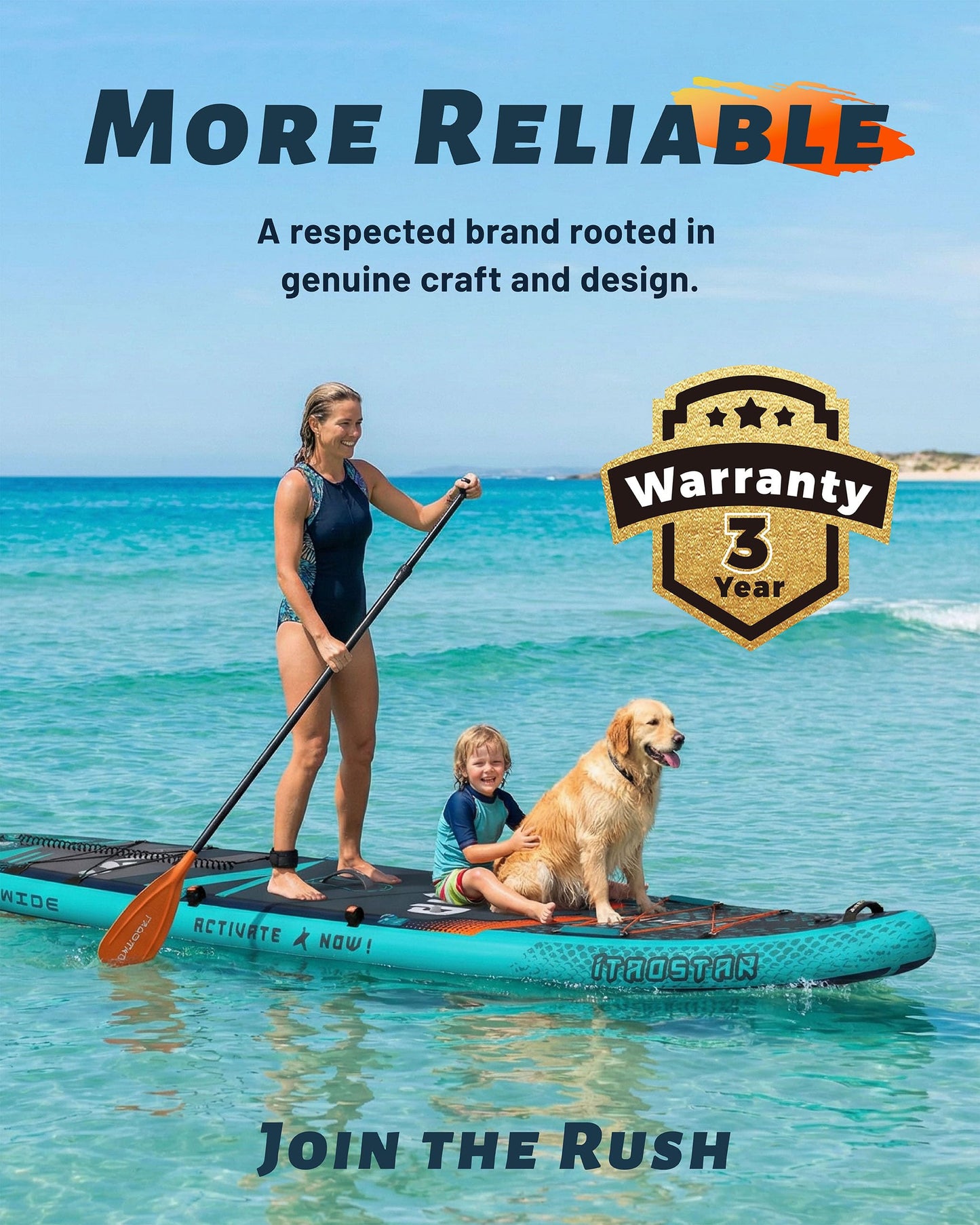 iTAOSTAR Lead 12' × 35" Inflatable Stand Up Paddle Board with Seat, Extra Wide SUP Board with 5 Fins Stable Design for Adults, Youth, All Skill Levels, Lakes, Oceans & Fishing