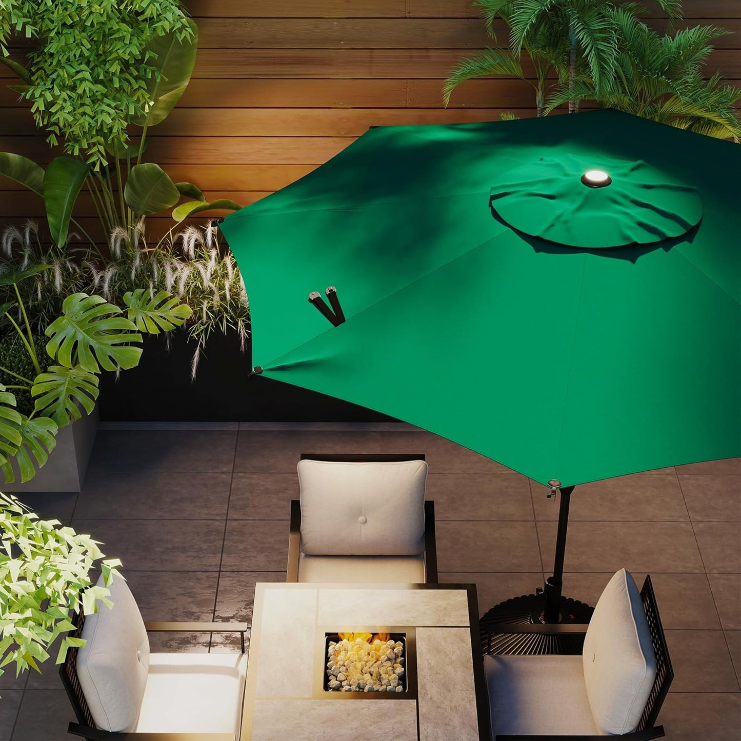 Abba Patio 9FT Outdoor Umbrella - Push Button Tilt & Crank | UV Protection, Waterproof, Dark Green