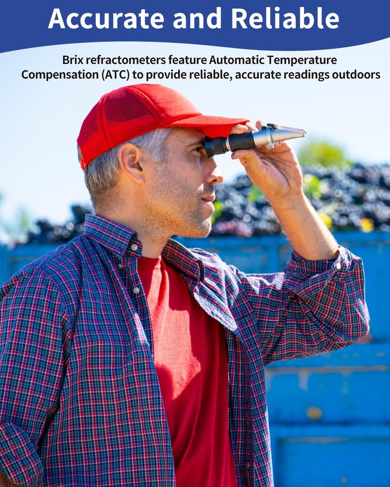 Brix Refractometer 0-90%, Brix Meter Refractometer with ATC, Accurate Refractometer Sugar Maple Syrup, Refractometer Brix for Measuring Sugar Content in Fruit, Honey, Maple Syrup & Other Sugary Drink