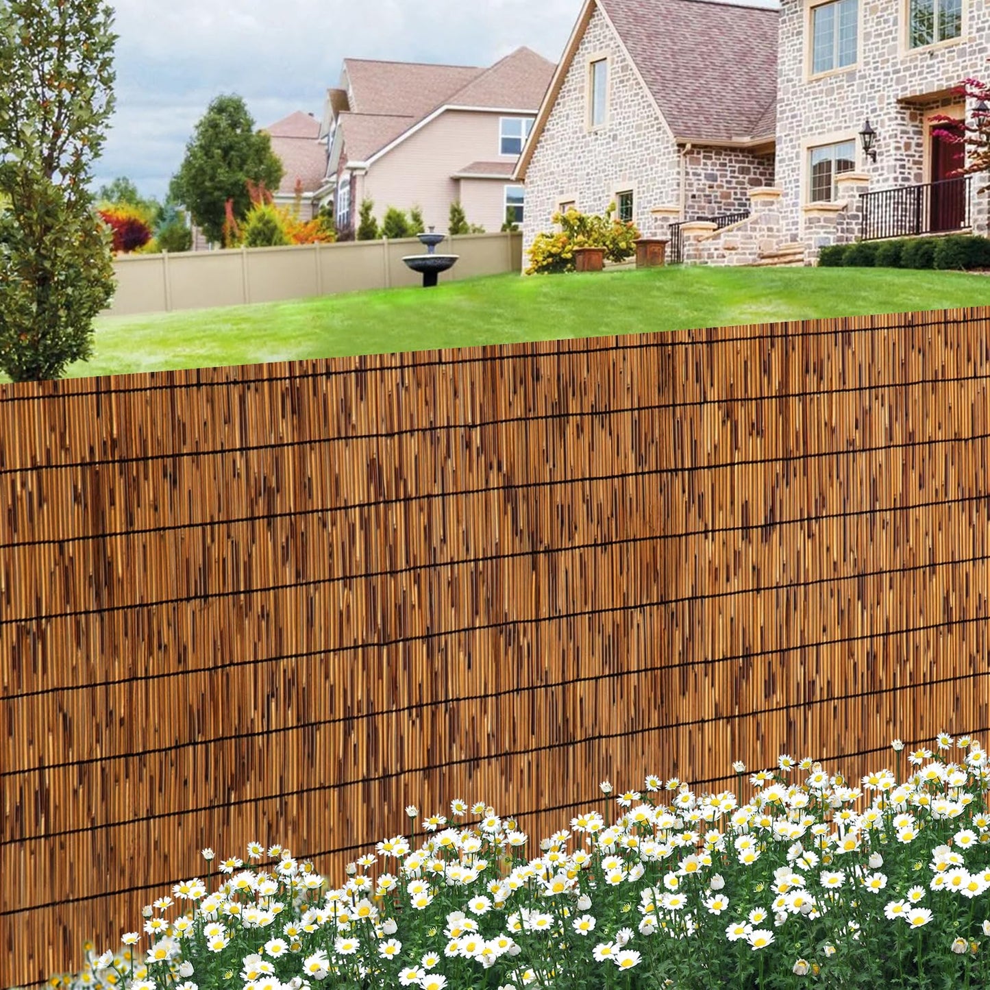TOOKNIN Natural Reed Fence,6FT X 16.4FT Bamboo Fencing Privacy Reed Screening for Outdoor, Gallery, Restaurant, Hotel, Patio (Brown)