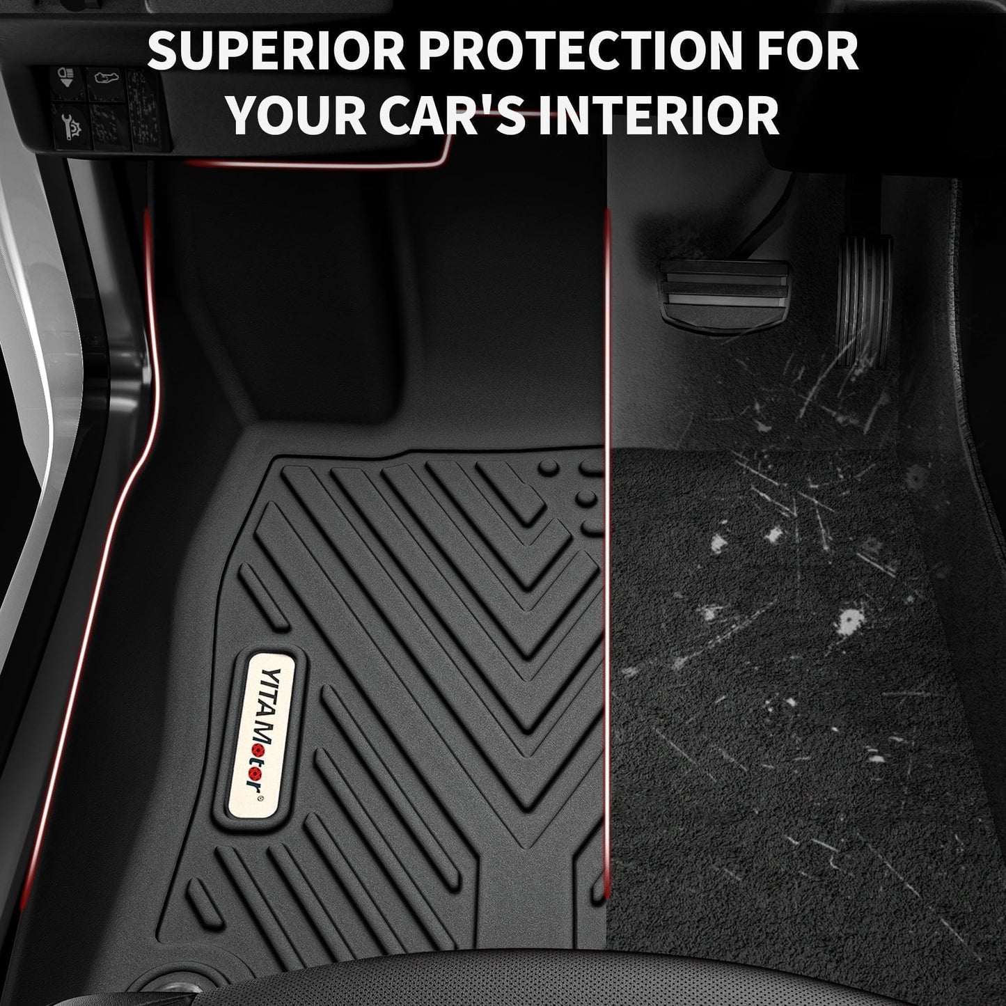 YITAMOTOR Floor Mats & Cargo Liner Set Fit for Toyota 4Runner 2024, Custom Fit TPE All-Weather Floor Liners 2013-2024 Toyota 4Runner 5 Passenger Model w/o Sliding Rear Tray, Black