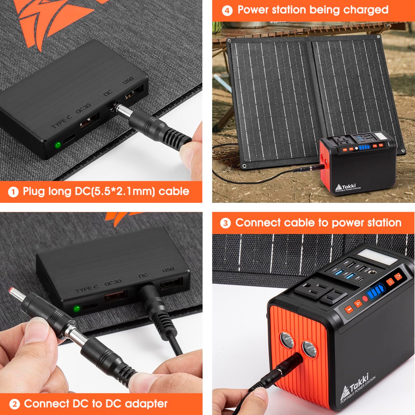 Takki 111Wh Portable Solar Generator Power Station with 21W Foldable Solar Panel, 120W Peak Solar Charger Power Bank with 110V AC DC USB Ports for Camping Emergency Outdoor Home Use