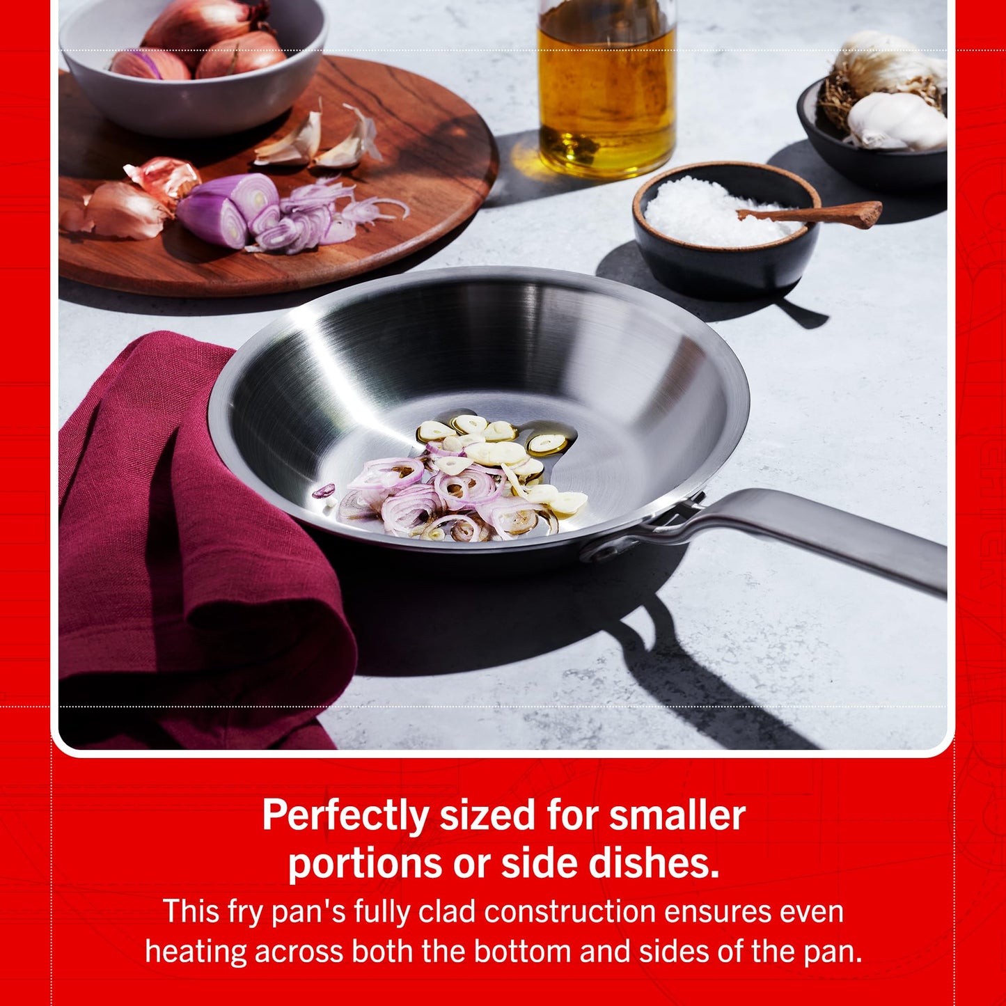 Heritage Steel Eater Series 8.5 Inch Frying Pan | Made in USA | 5-Ply Fully Clad Stainless Steel | Stay Cool Handle Design | Induction Ready & Non-Toxic