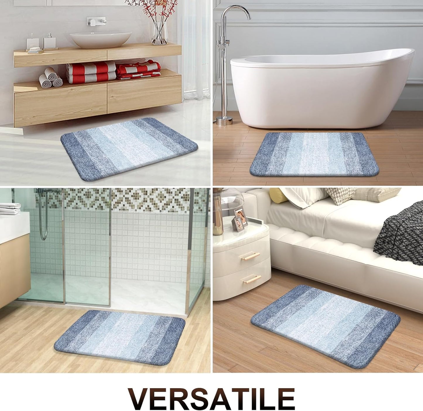 OLANLY Bathroom Runner Rug - Extra Soft Microfiber Mat | Quick Dry, Washable, 59x17 Inches, Blue