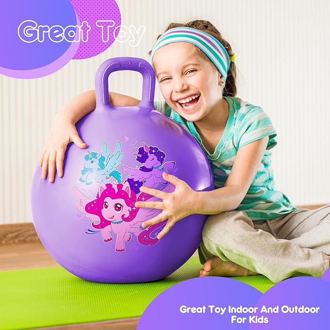 PlayZap Hopper Balls for Kids 3-8 18 Inches Bouncy Ball with Handle 18 Inflatable Bouncing Hopper 45cm Jumping Toys Garden Hopping Toys Girls Boys Gifts