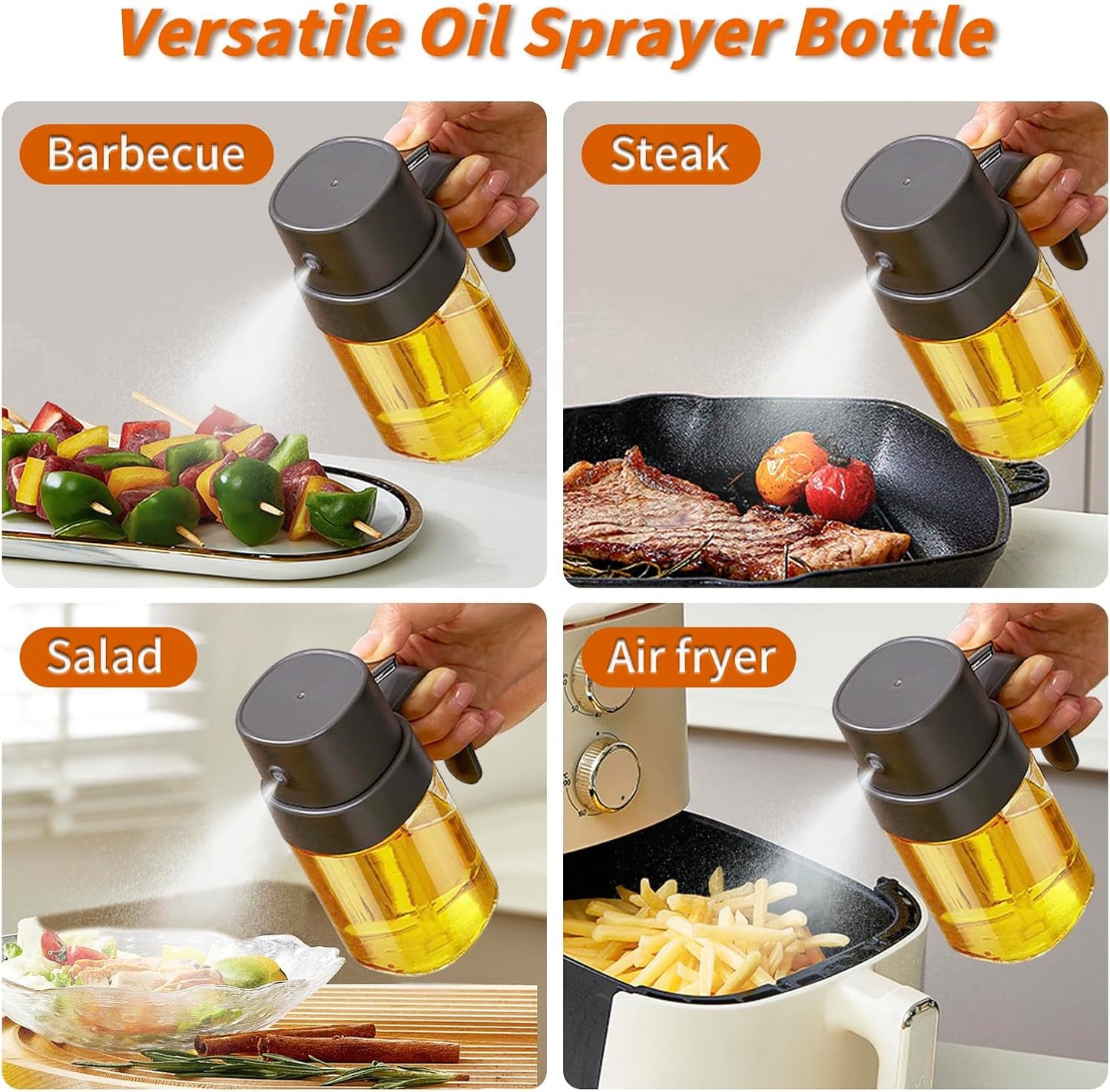 YARRAMATE Mini Oil Sprayer - 6.8 OZ Food-Grade Olive Oil Spray Bottle for Cooking | Portable Mister for BBQ & Air Fryer (Gray)
