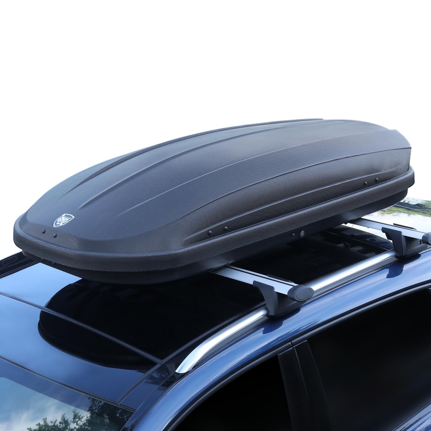 Rooftop Cargo Box Carrier for Car Storage, 12 Cubic Ft Car Top Mount Aero Hard Shell Dual-Side Opening, 165 LBS Weight Capacity Weatherproof Roof Mount Travel Luggage Storage, Secure Straps & Keys