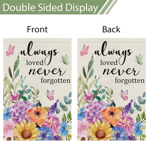 Heyfibro Memorial Garden Flag - Double-Sided Burlap Butterfly Design | 12x18 Inch Sympathy Decor