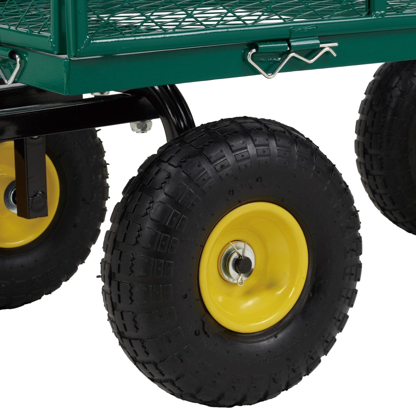 Finnhomy Heavy Duty 1000 Lbs Capacity Mesh Steel Garden Cart, Pullable Garden Wagons Carts on Wheels, Folding Utility Wagon with Removable Sides for Outdoor, Yard, Lawn, Green