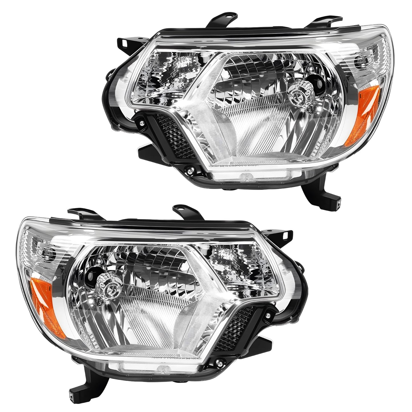 Headlights Compatible with 2012 2013 2014 2015 Toyota Tacoma Headlights Lamps Front LightsChrome Housing Amber Reflector Plug and Play 1 Pair Driver and Passenger Side Clear Lens