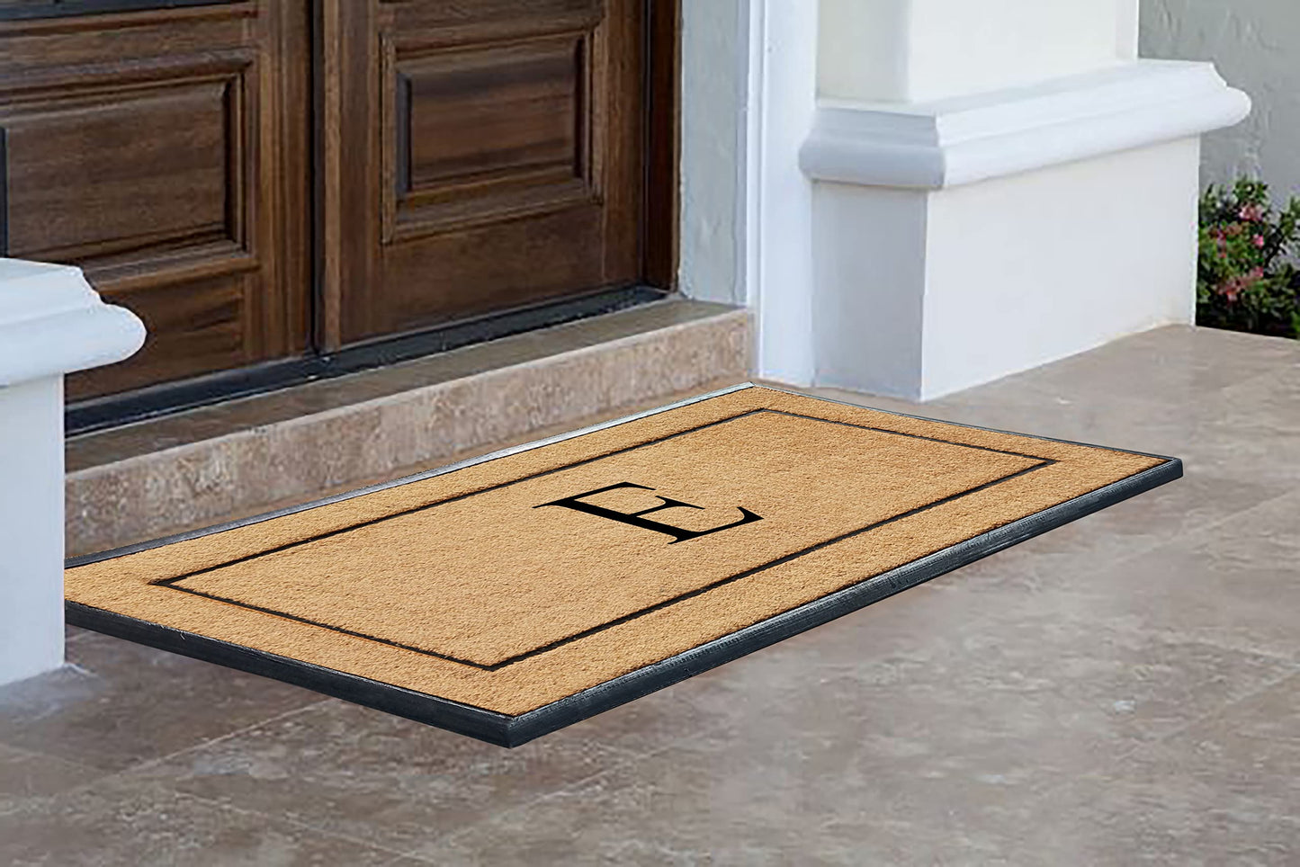 A1HC Natural Coir & Rubber Large Monogrammed Doormat, Thick Durable Entry Mats for Entrance Heavy Duty, Thin Profile, Long Lasting Front Door Mat - 30"x60"