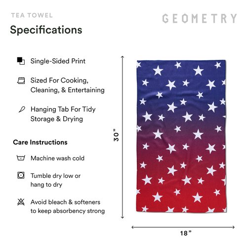 GEOMETRY Kitchen Tea Towel - Quick Dry Microfiber Cloth Dish Towels for Kitchen Drying - Premium Quick Dry Towel (Gradient Star, 1-Pack)