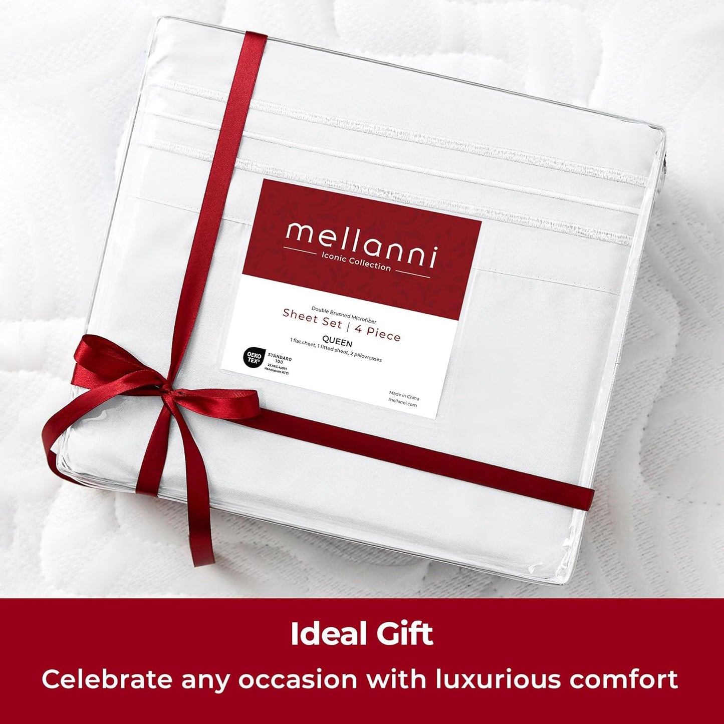 Mellanni Extra Deep King Sheets | 4-Piece Hotel Luxury Bedding Set - Ultra Soft, Cooling, Wrinkle-Resistant (King, White)
