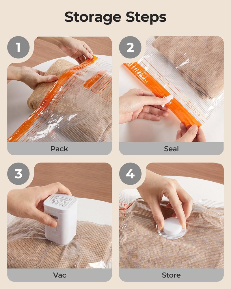 BAGSMART Vacuum Bags for Travel with Rechargeable Air Pump, Portable Space Saver Bags for Travel & Home, Vacuum Compression Seal Bag for Clothing, 18 Pack with Shoe, Laundry & Toiletry Bags